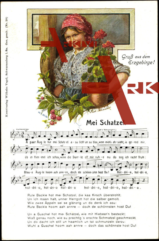 Liedkarten Wilhelm Vogel, Mei Schatzel, Erzgebirge