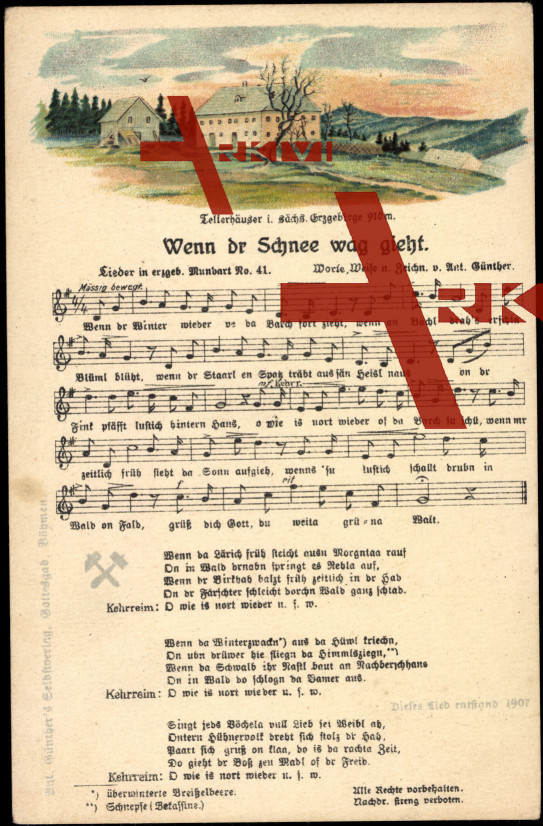 Liedkarten  Anton Günther, Mundart Nr. 41, Wenn dr..