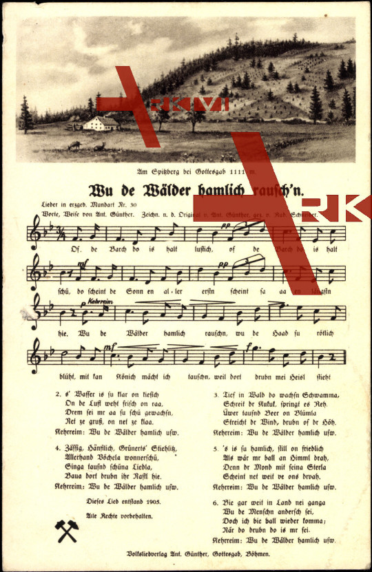 Liedkarten  A. Günther, Mundart Nr. 30, Wu de Wäl...