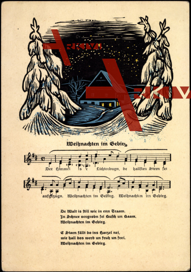 Liedkarten Ak F.E. Krauss, B. Uhlig, Weihnachten im...