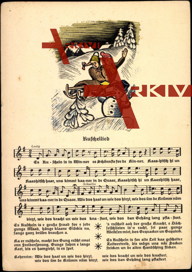 Liedkarten F.E. Krauss, J. Ulbricht, Kuschellied