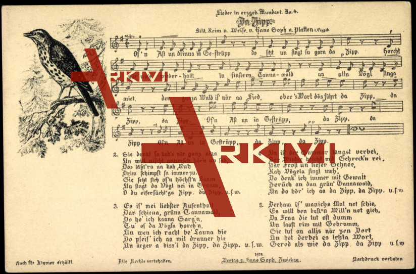 Liedkarten H. Goph, Mundart Nr. 4, Da Zipp