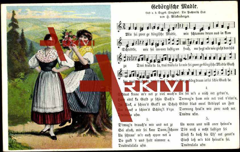 Lied Mückenberger H., Gebörgische Madle, Tracht