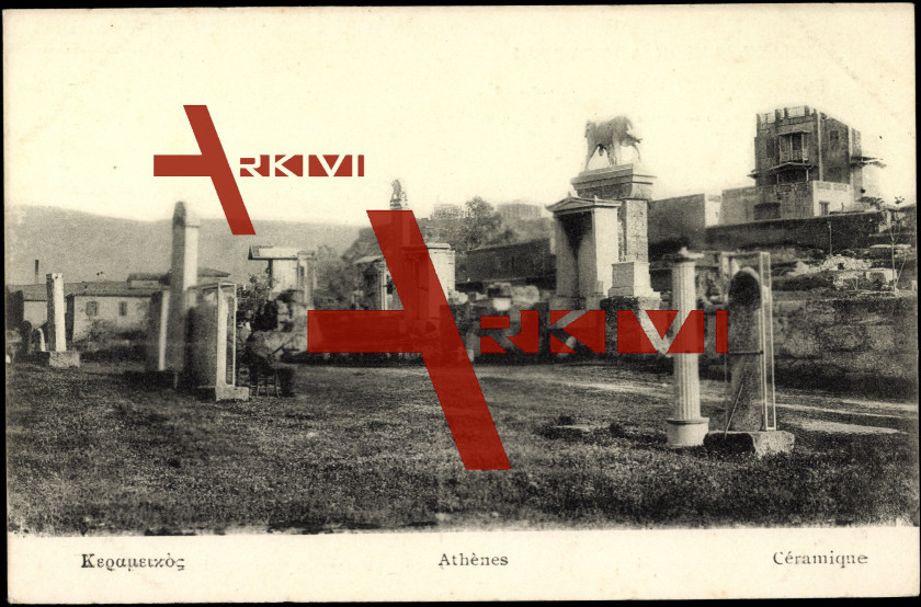 Athen, Ruinen, Stierdenkmal, Säulen, Céramique