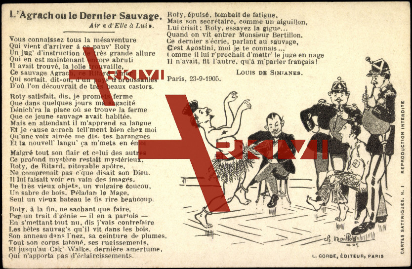 Gedicht Simianes, L., Agrach, Sauvage, Caricature