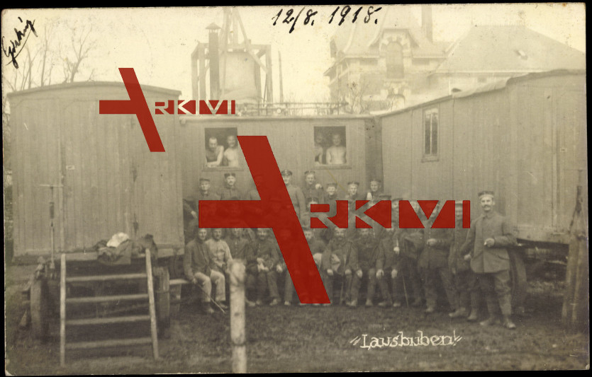 Foto Kronach, Die Lausbuben, Soldaten vor Bauwagen