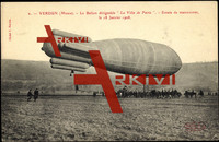 Verdun, Dirigeable Ville de Paris, Zeppelin, 1908