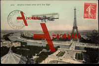 Paris, Doppeldeckerflugzeug und Eiffelturm, Seine