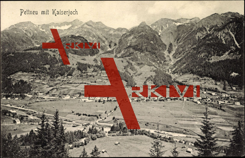 Pettneu Tirol, Talblick, Ort mit Kaiserjoch, Gebirge