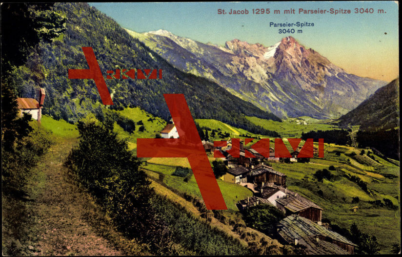 St Jacob Tirol, Ort, Kirche mit Pareier Spitze, Tal