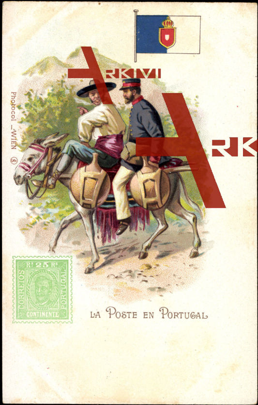 Briefmarken La Poste en Portugal, Post auf Esel,25 R