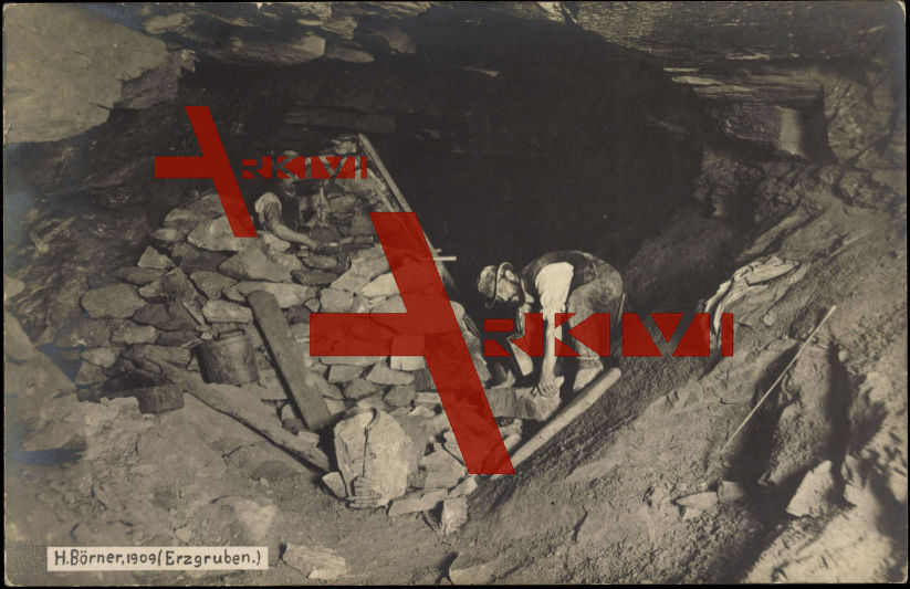 Erzgruben, Bergarbeiter unter Tage, 1909
