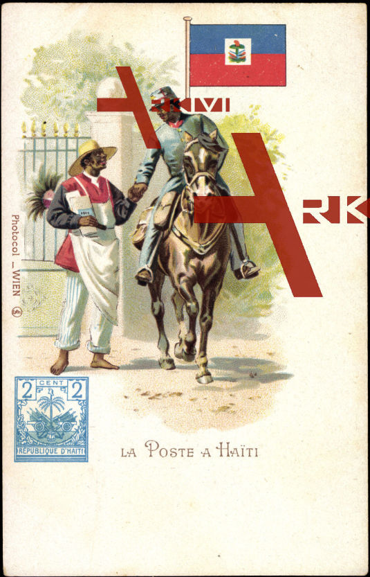 Briefmarken La Poste a Haiti, Postbote, Pferd