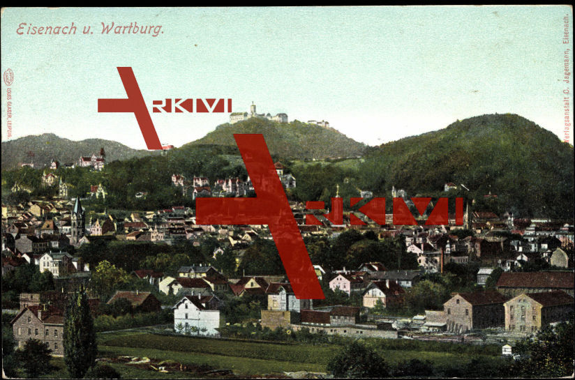 Eisenach, Totale vom Ort mit Blick zur Wartburg
