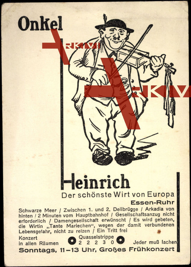 Essen Ruhr, Reklame, Onkel Heinrich, Gr. Frühkonzert
