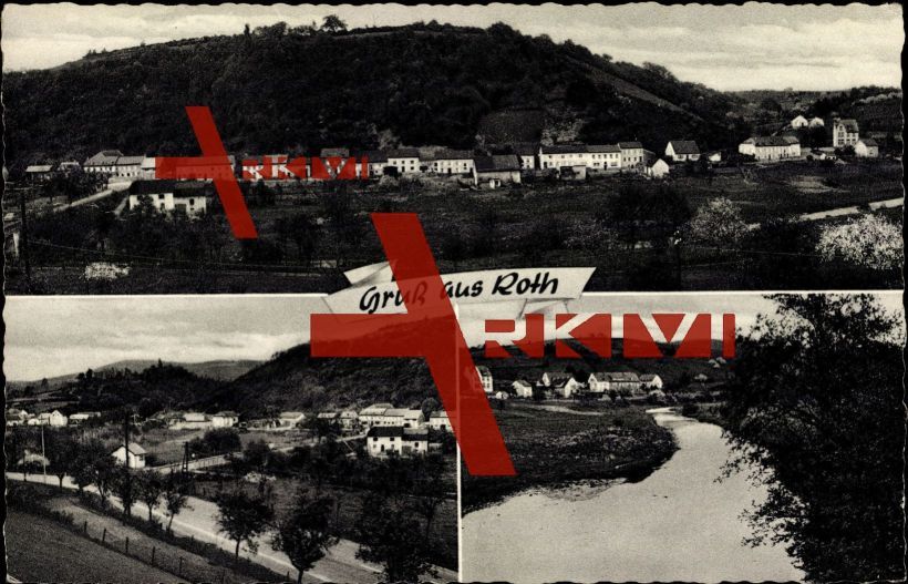 Roth, Panorama vom Ort, Straßenzug, Häuser, Fluss