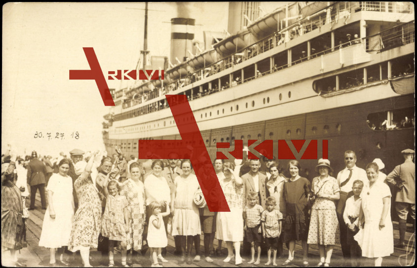 Passagiere, Gruppenfoto, Dampfschiff, 1927