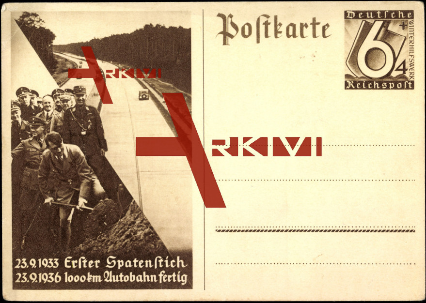 Ganzsachen Adolf Hitler, Spatenstich, Autobahn, 1933