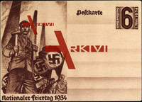 Ganzsachen Nationaler Feiertag 1934, NSDAP, 6 Pf