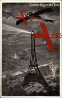 Paris, Deutscher Flieger über dem Eiffelturm, Bomben