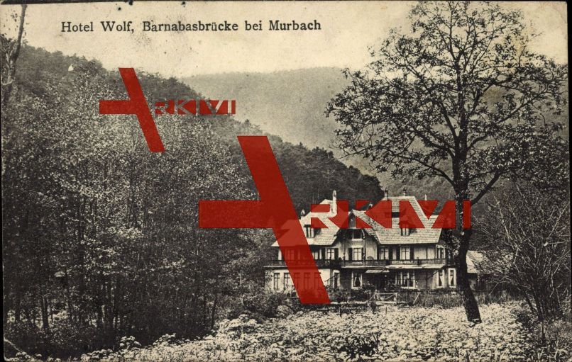 Murbach Haut Rhin, Barnabasbrücke, Hotel Wolf, Wald
