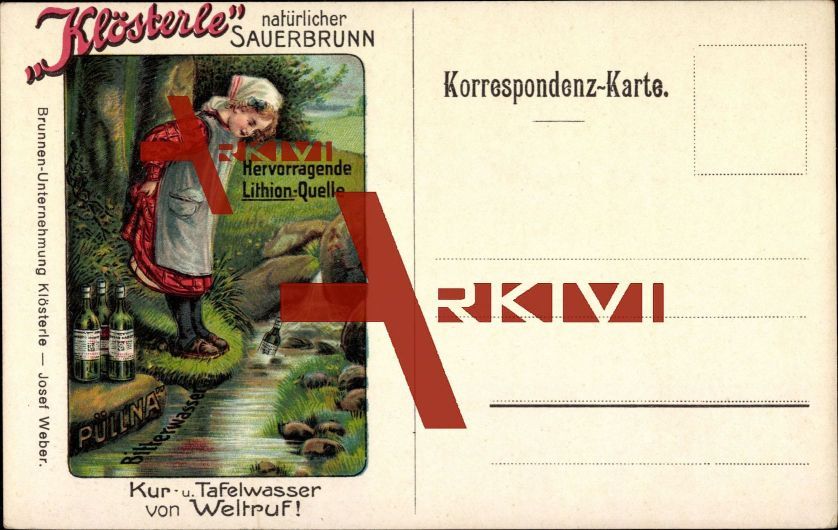 Reklame Klösterle Sauerbrunn, Tafelwasser, Lithion