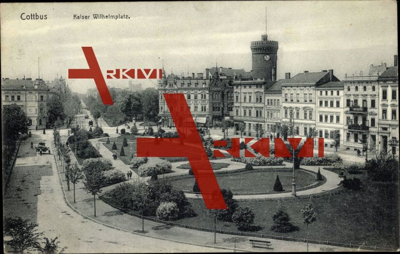 Cottbus, Blick auf den Kaiser Wilhelmsplatz, Turm