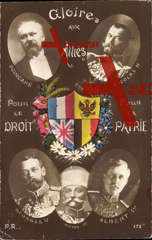 Gloire aux Alliés, Poincaré, Nicolas II, Georges V