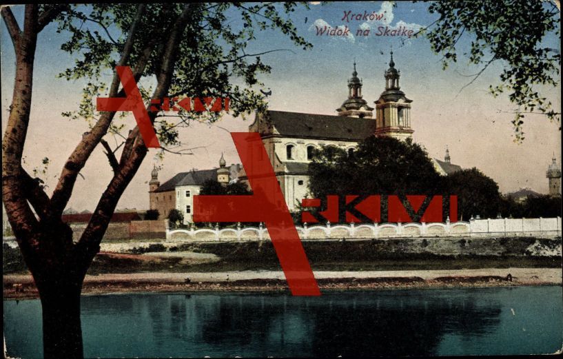 Krakau Polen, Blick zum Felslein, Weichsel; gelaufen als Feldpost 1915, sehr guter Zustand