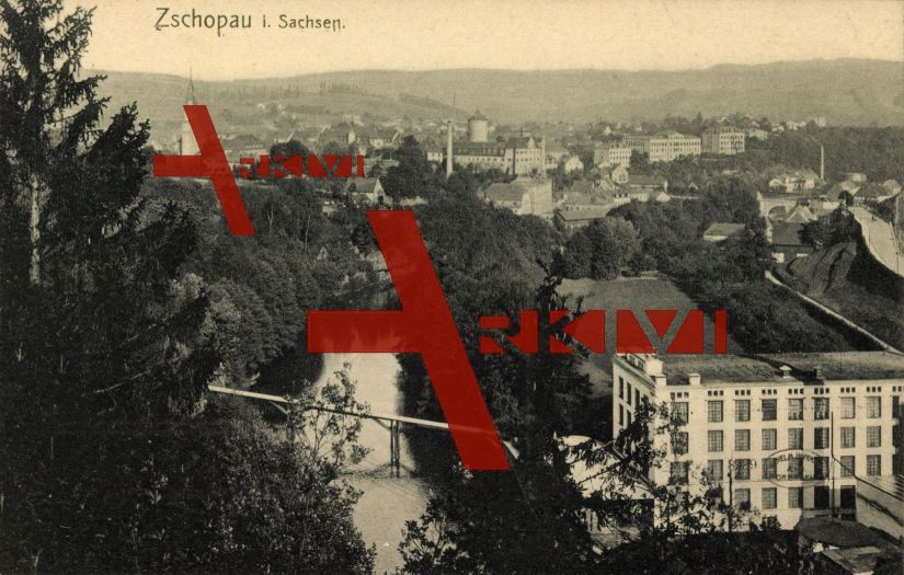 Zschopau Sachsen, Blick vom Berg auf die Stadt