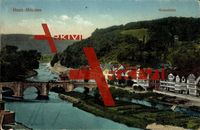 Hann. Münden, Weserblick, Viadukt, Häuser am Fluss; gelaufen 1921, fleckig, sonst guter Zustand; PLZ 34346