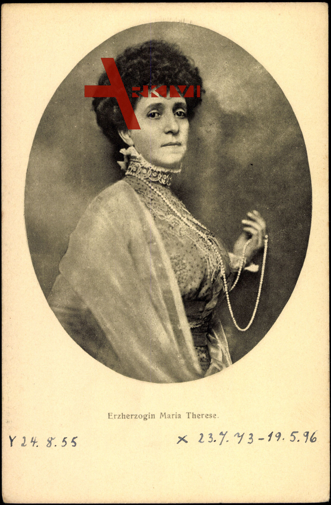 Künstler Passepartout Erzherzogin Maria Therese, Portrait, Perlen,BKWI 888 25
