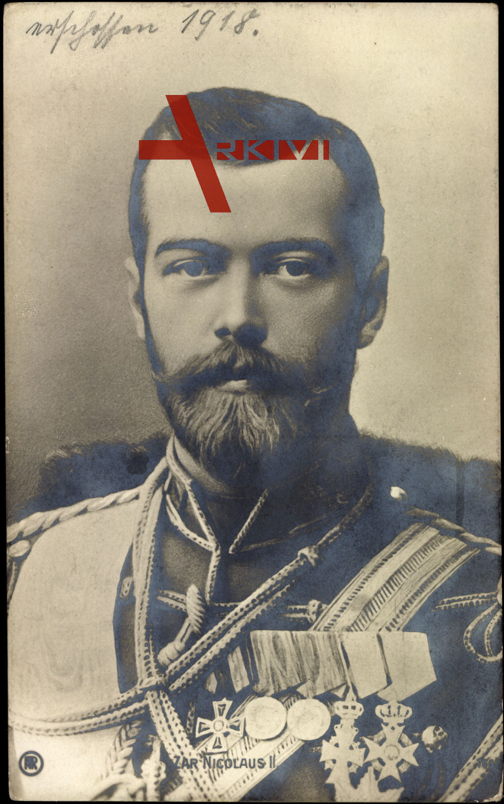 Zar Nicolaus II von Russland, Portrait, Uniform, Abzeichen und Orden