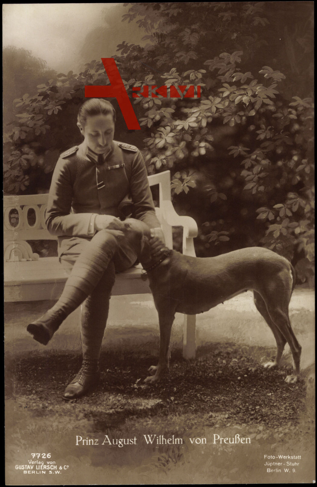 Prinz August Wilhelm von Preußen mit Windhund, Liersch 7726