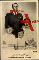 Paul von Jugoslawien mit seiner Frau und Kindern, Adel Serbien u. Kroatien