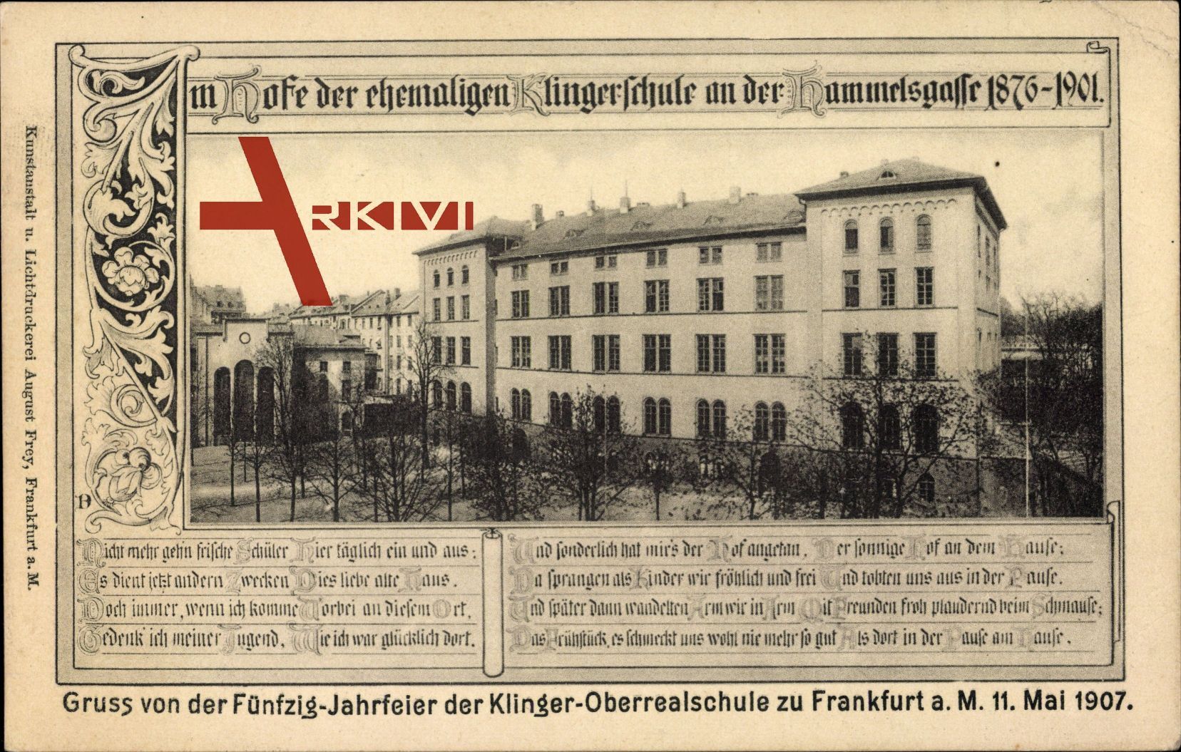 Frankfurt Main, 50 Jahrfeier, Klinger Oberrealschule, 1907, Hammelsgasse