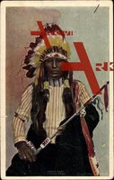 Indianer, Horse Chief, Ponca Tribe, Friedenspfeiffe