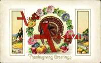 Thanksgiving Greetings, Truthahn, Erntedankfest