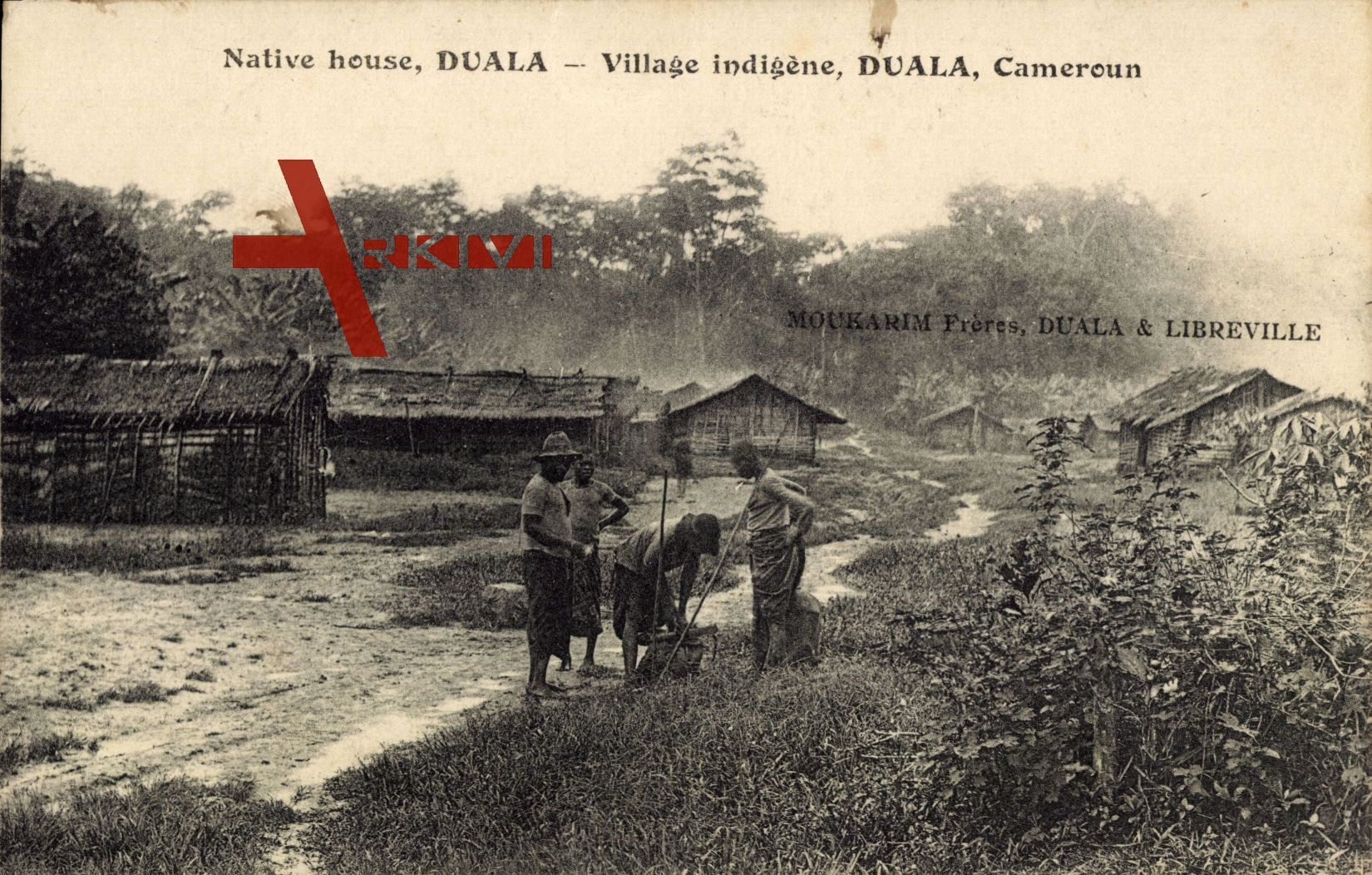 Duala Kamerun, Village indigène, Native house, Dorf mit Einwohnern