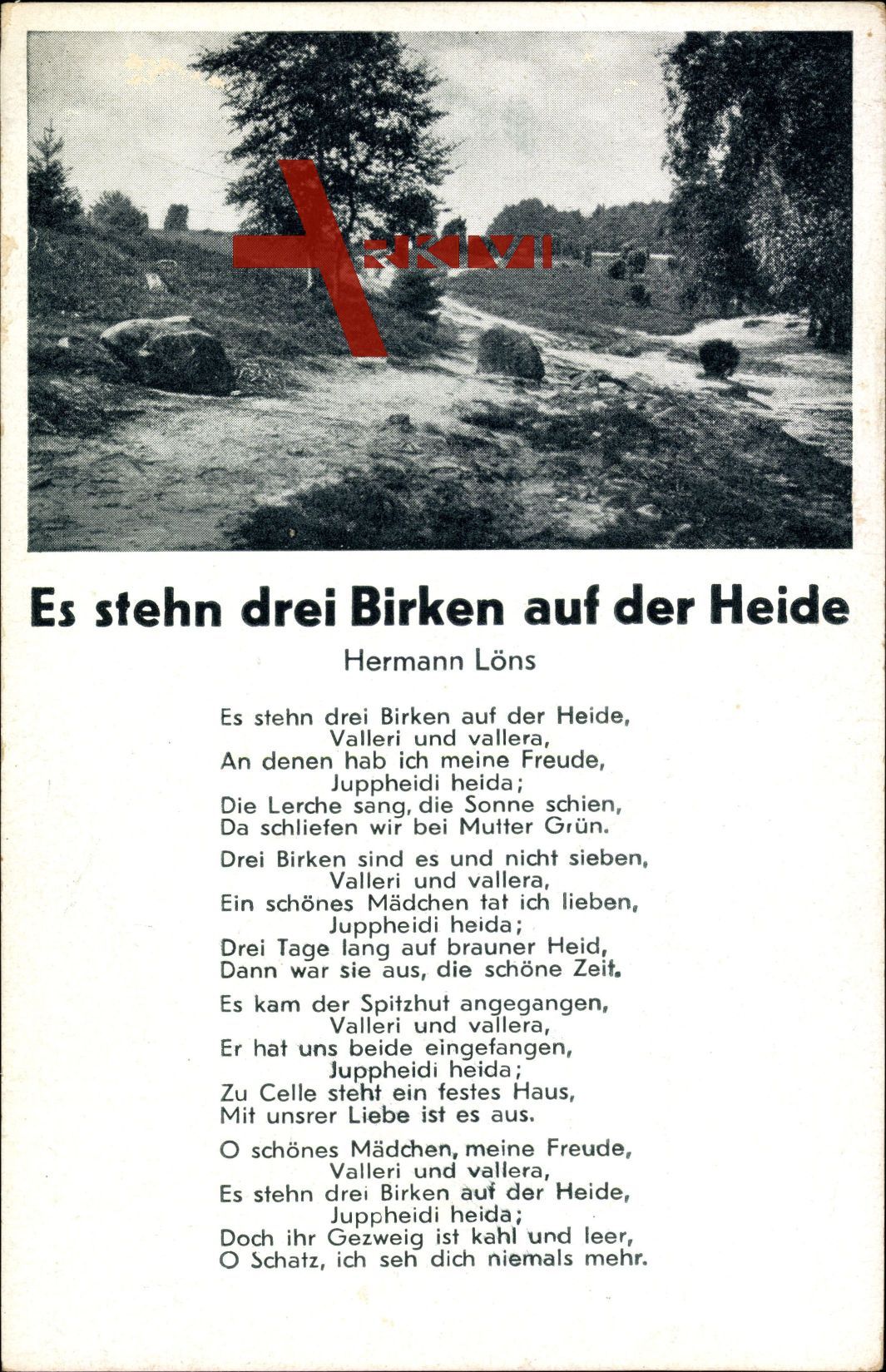 Lied Es stehn drei Birken auf der Heide, Hermann Löns