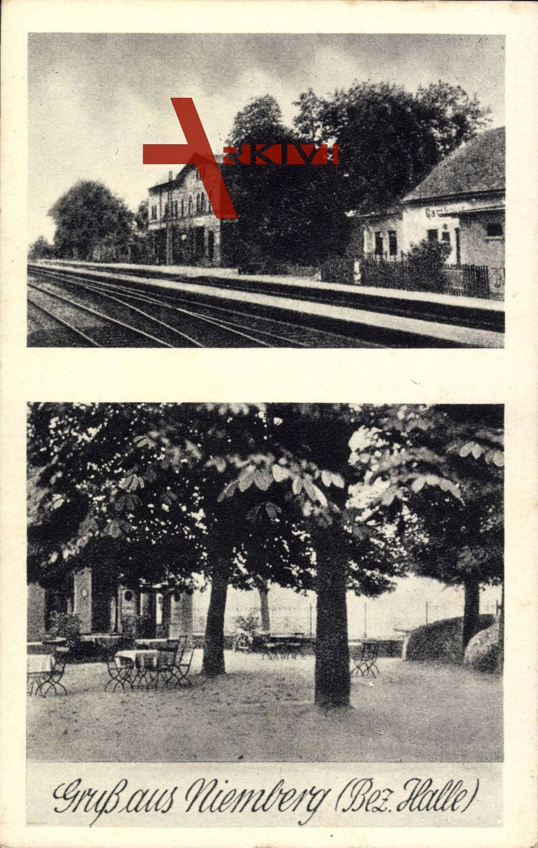 Niemberg Landsberg, Bahnhof mit Gasthof von Willy Weissbeck