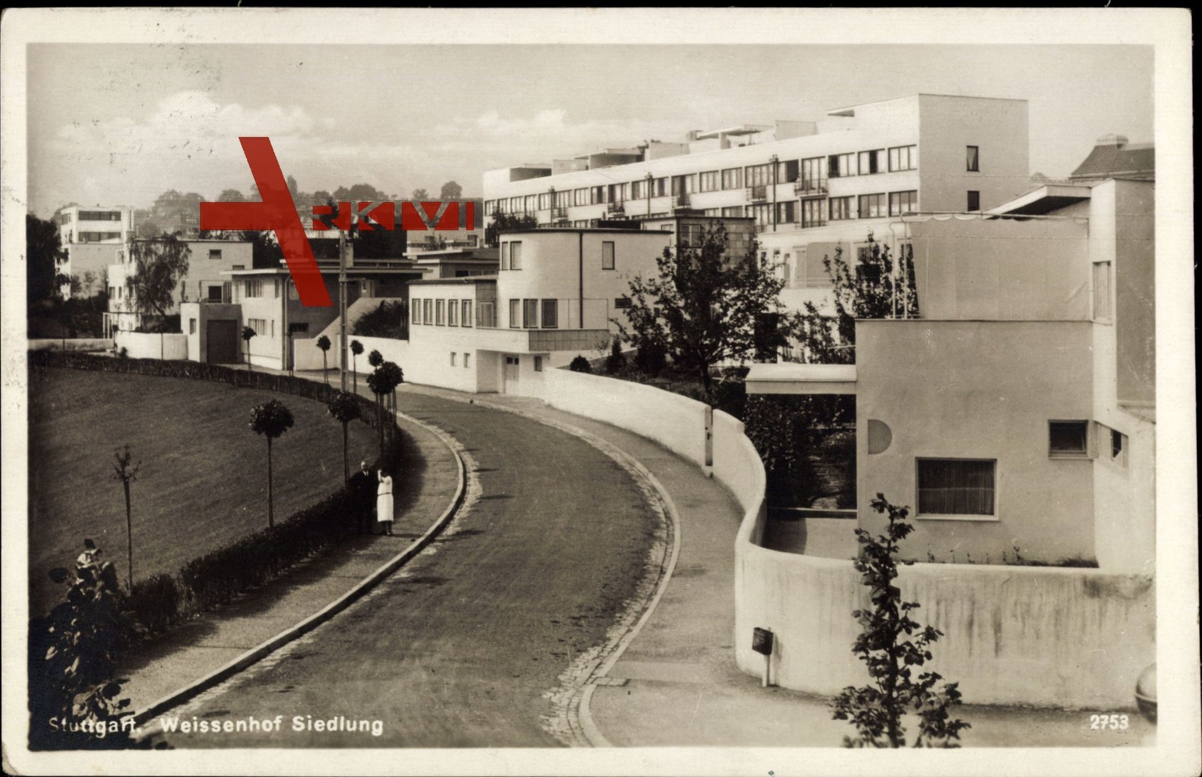 Stuttgart Weißenhofsiedlung, Blick in die Siedlung, Straßenpartie