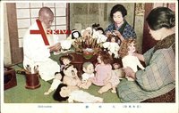 Japan, general view of Doll maker, Puppenmacher bei der Arbeit