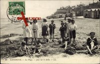 Langrune Calvados, La Plage, Jeux sur la Sable, Kinder am Strand