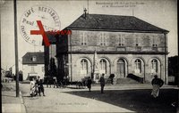 Ronchamp Haute Saône, vue générale des Ecoles et du Monument de 1870