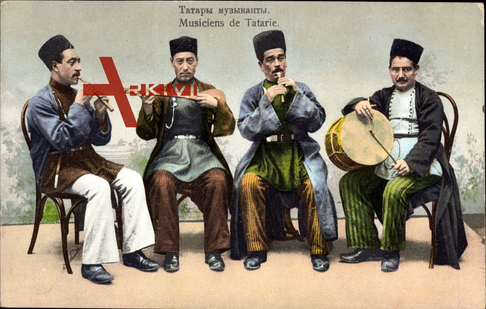 Musiciens de Tatarie, Tataren, Volkstrachten Ukraine, Musikinstrumente