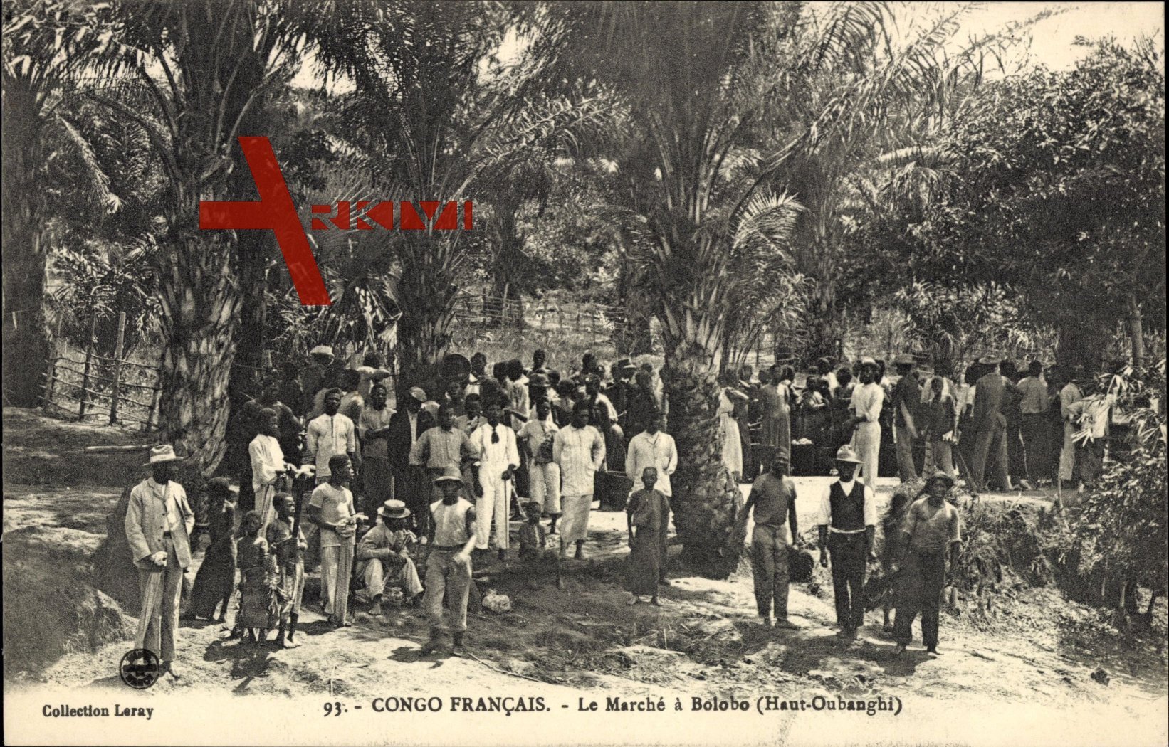 Bolobo Republik Kongo, Le Marche, Männer auf dem Markt, Palmen