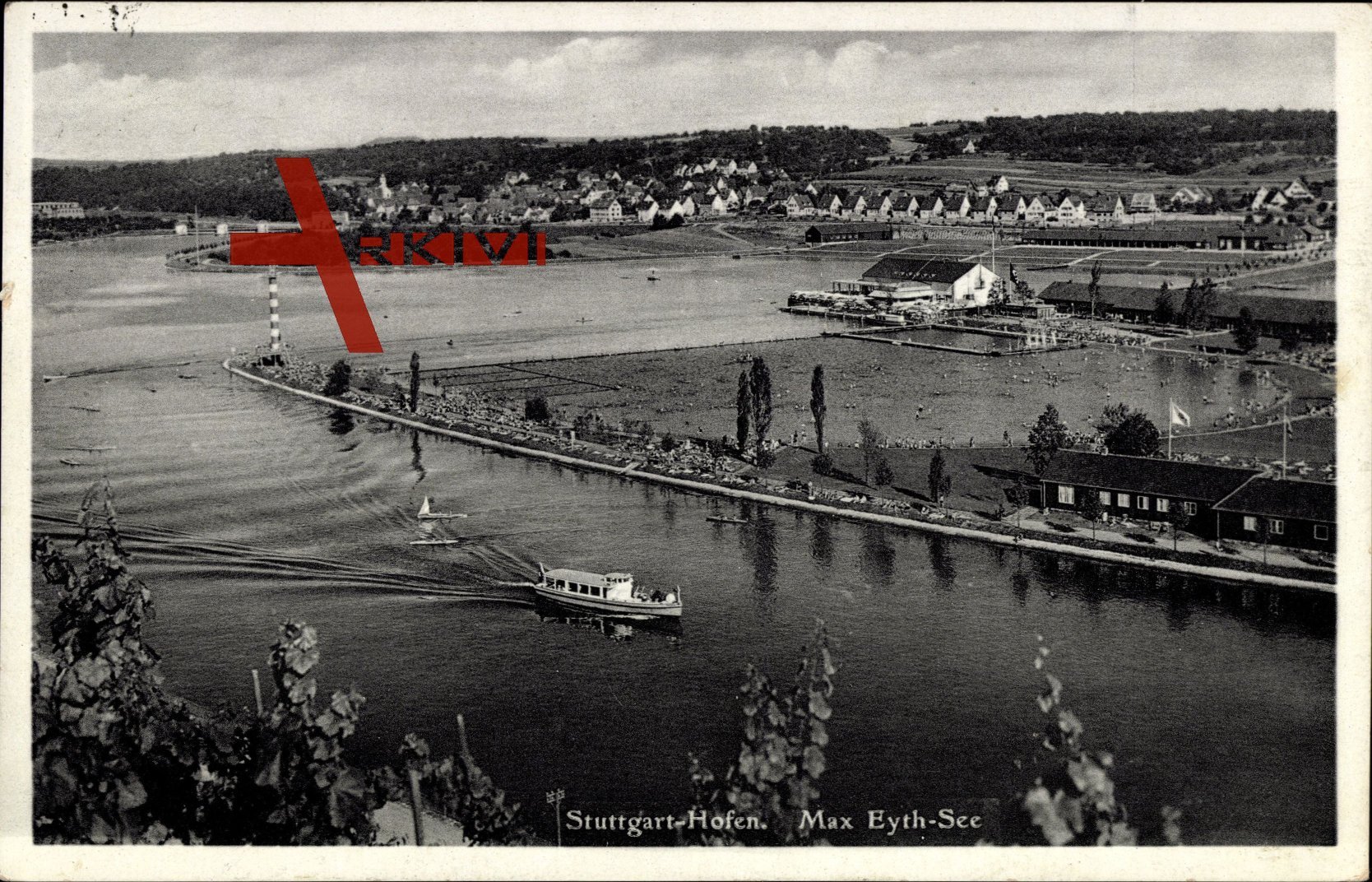 Stuttgart Hofen, Blick auf den Max Eyth See, Boote