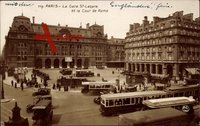 Paris, La Gare St. Lazare et la Cour de Rome, Bahnhof, Straßenbahn