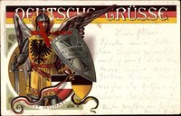 Ansicht von Sankt Michael als Ritter mit Flügeln und Schild